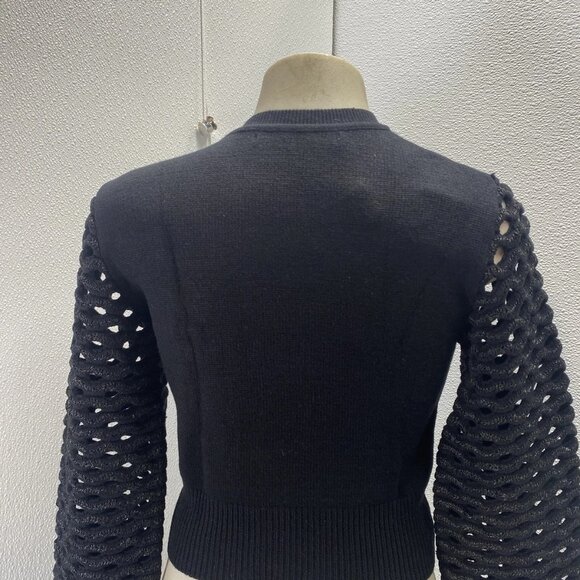 NEW MARIA PAVAN Women's Sequin Braided Soft Sweater Black Size M Long Sleeve - Picture 4 of 13